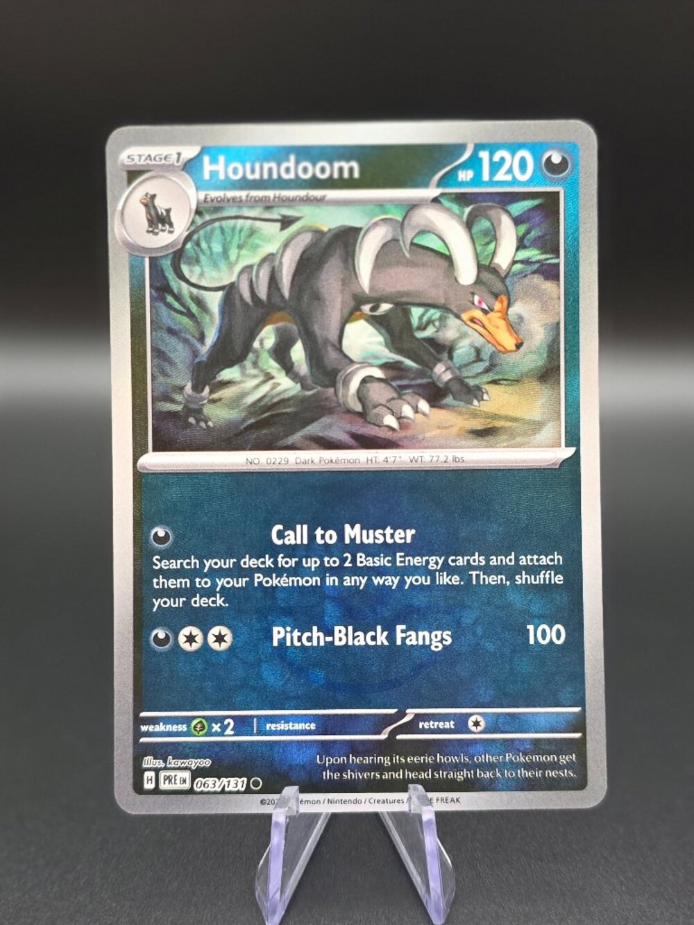 Houndoom (Master Ball Pattern) 063/131 Prismatic Evolutions Pokemon Holo NM